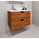 Подвесная тумба Mikola-M Golden oak со столешкой и раковиной с искусственного камня 60 см