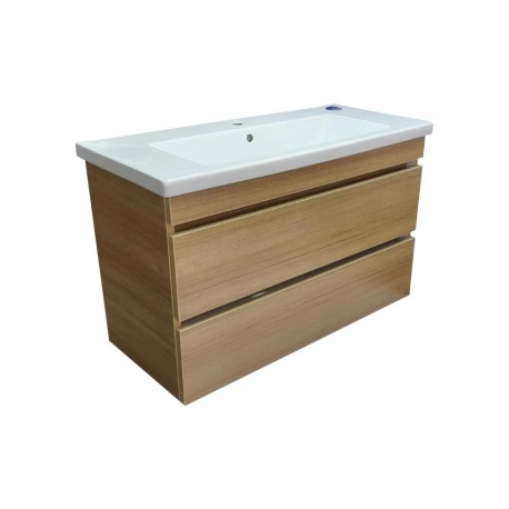 Пластиковая тумба Лями TheMix Wood (4236-oak) mat ламинация с умывальником
