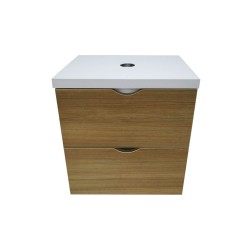Пластиковая подвесная тумба Mikola-M 4236 wood с пластиковой столешкой 60 см