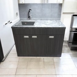 Пластиковая тумба с покрытием HPl 5057Bute_4513velur с каменной мойкой Adamant