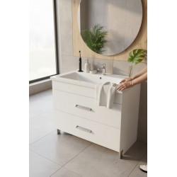 ТумбаMikola-M 2.0 пластикова с двумя выдвижными ящиками з вмивальником Quanto White 100 см