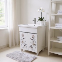 Пластиковая тумба с рисунком Магнолия White HPL